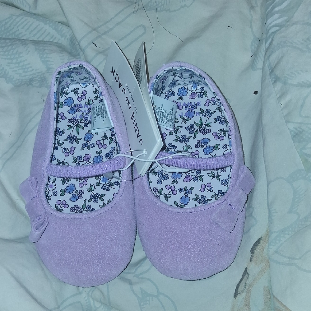 Janie and Jack Lavender Kids Slippers with Bow